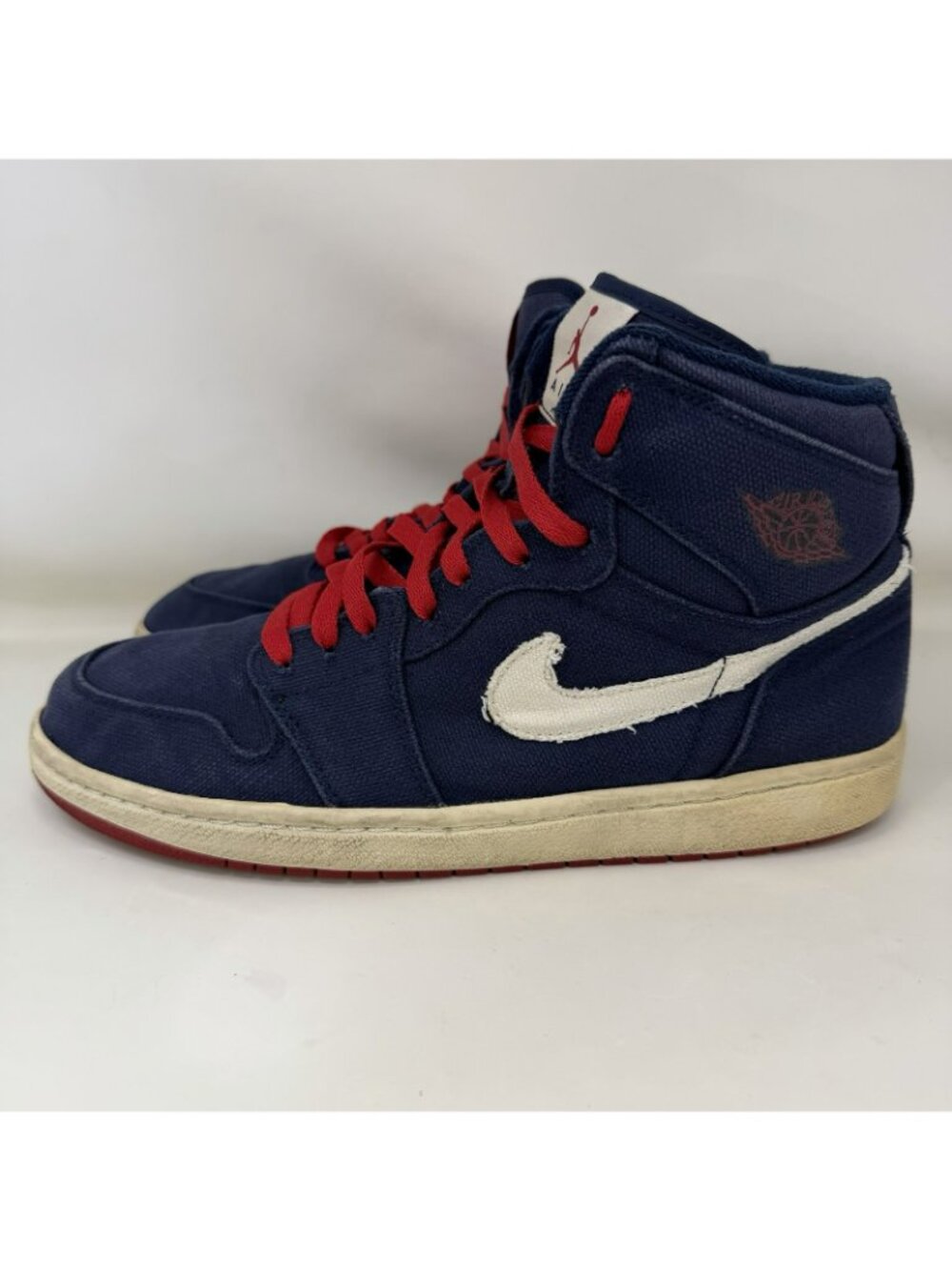 Nike Air Jordan 1 Olympic Canvas Shoes Blue White Red Men’s Size 10 - Picture 2 of 7